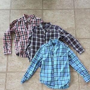 Plaid Kids Shirt Set - Blue, Red, and Purple